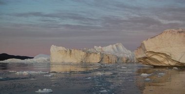 Ice berg in midnight sun putside of Ilulissat, Greenland